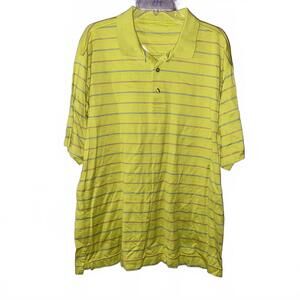 Yellow Striped Polo Shirt Men’s XL Y2K Vintage Golfcore Preppy Streetwear